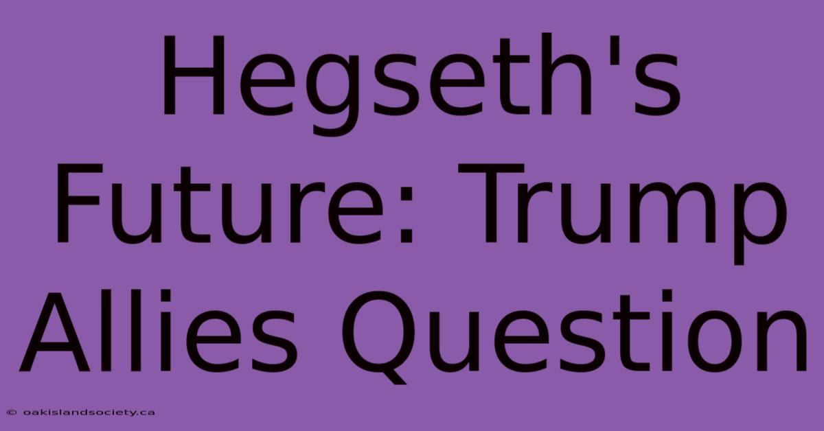 Hegseth's Future: Trump Allies Question