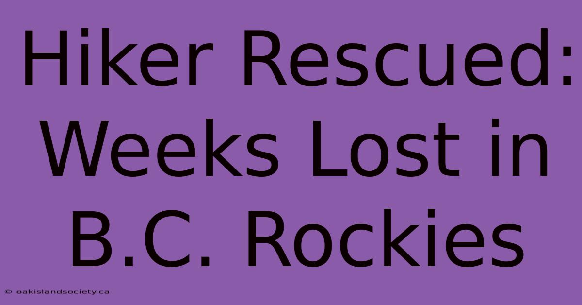 Hiker Rescued: Weeks Lost In B.C. Rockies