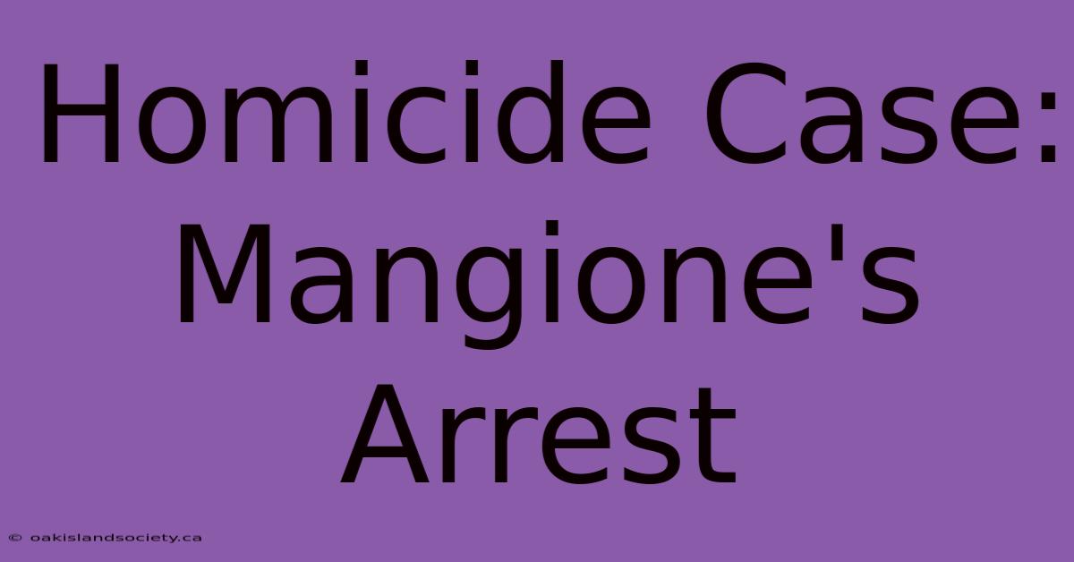 Homicide Case: Mangione's Arrest