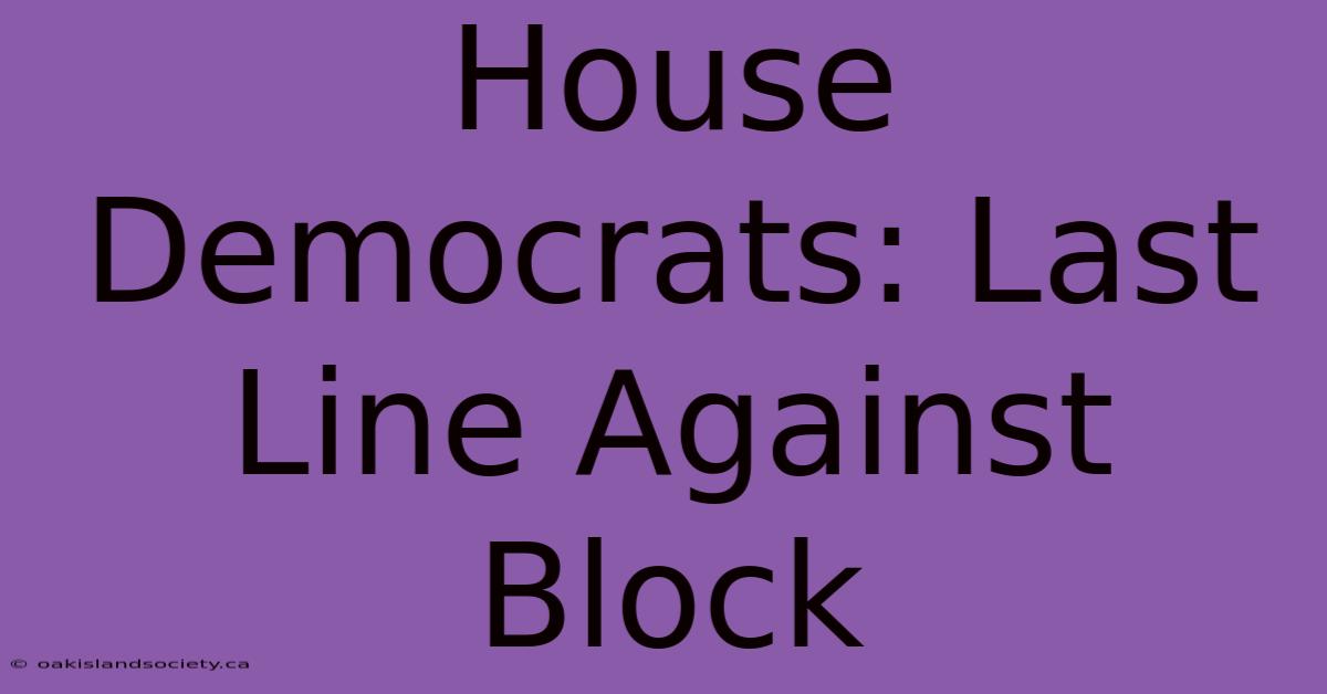 House Democrats: Last Line Against Block