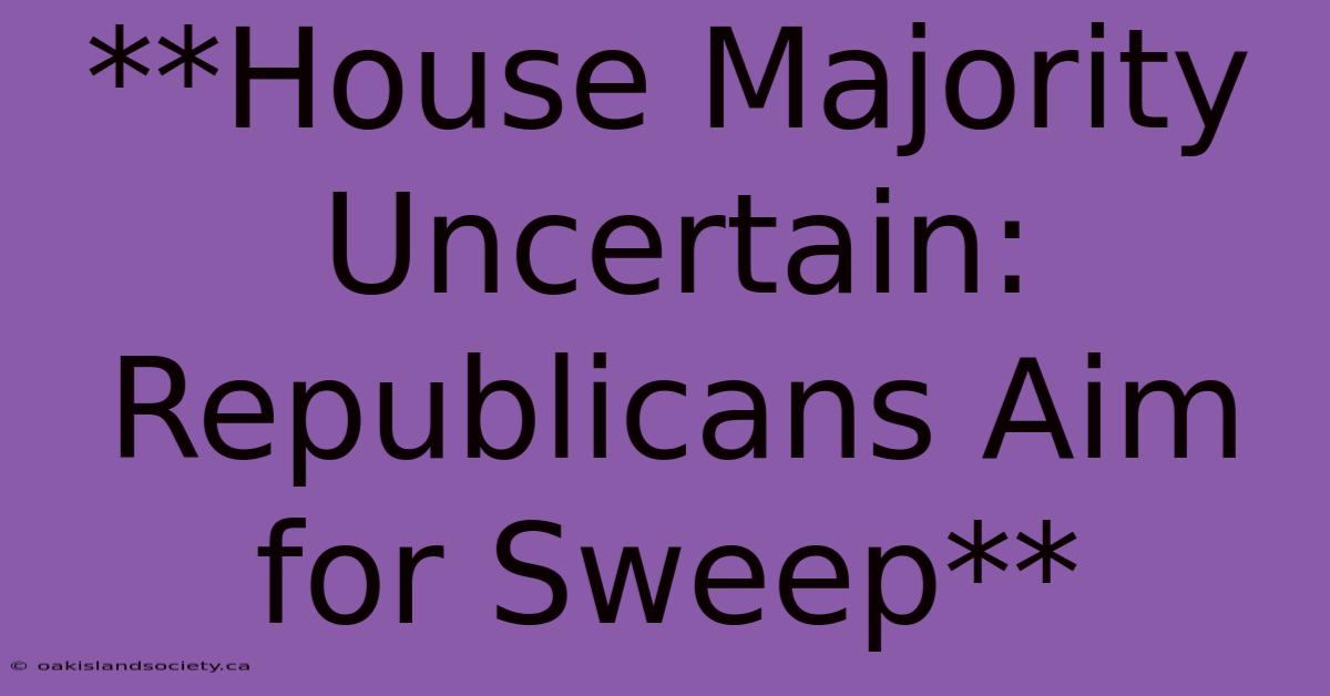 **House Majority Uncertain: Republicans Aim For Sweep** 