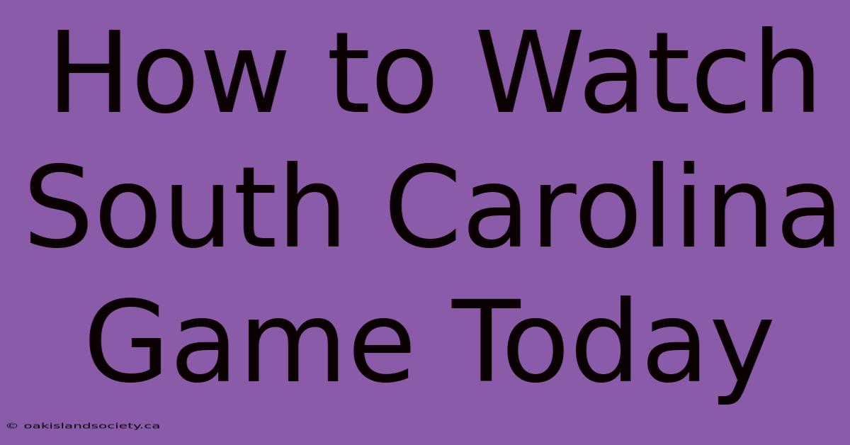 How To Watch South Carolina Game Today