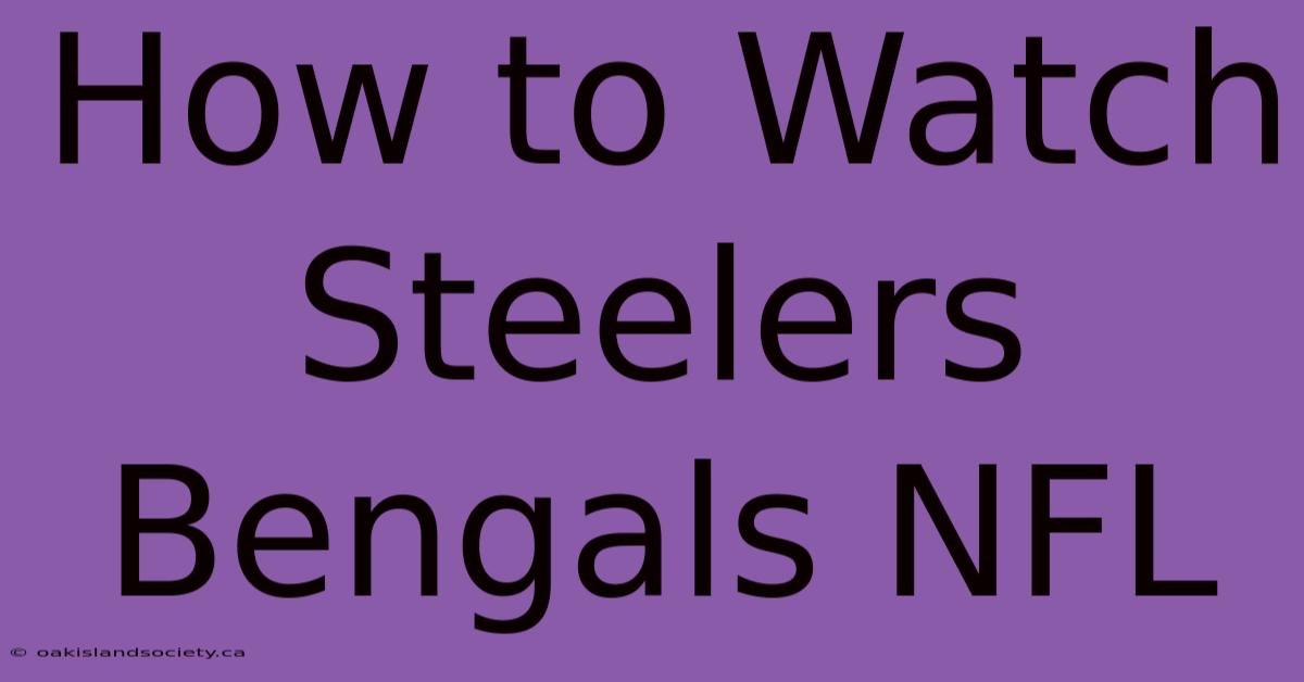 How To Watch Steelers Bengals NFL