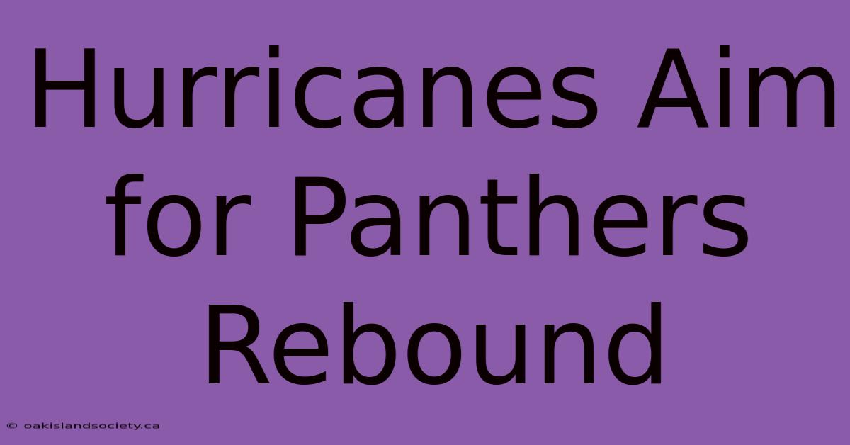 Hurricanes Aim For Panthers Rebound