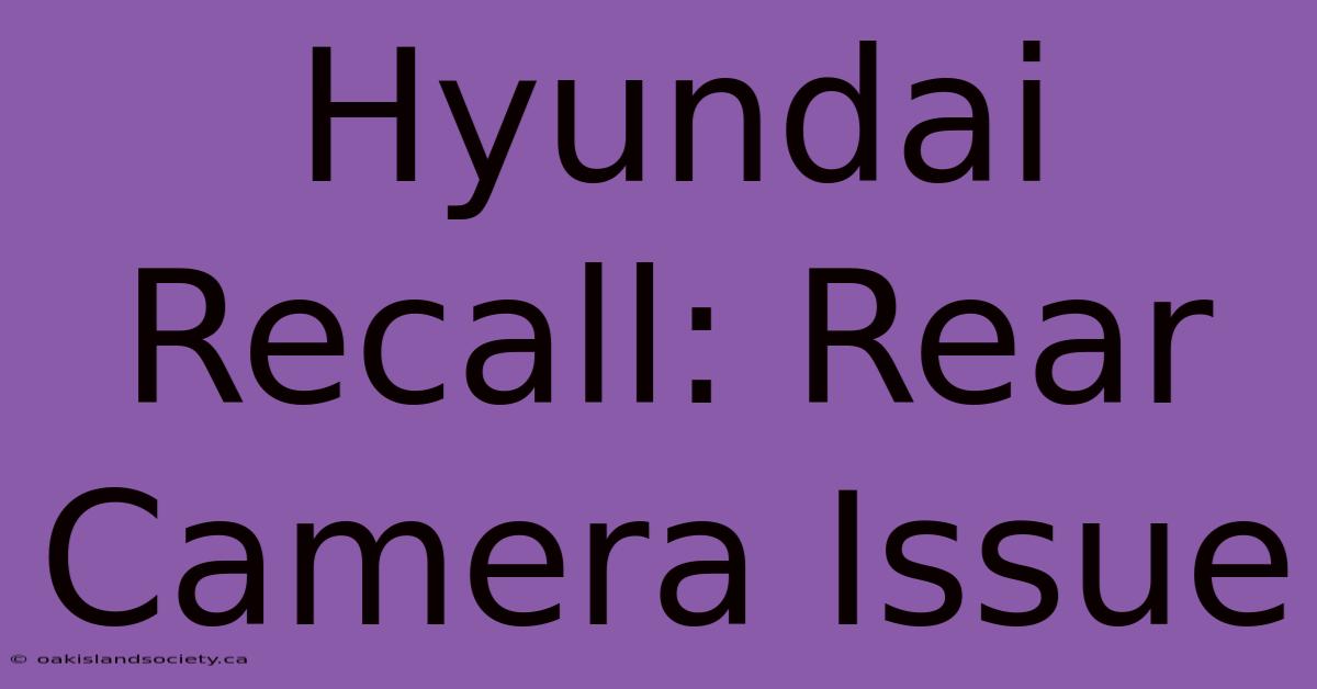 Hyundai Recall: Rear Camera Issue