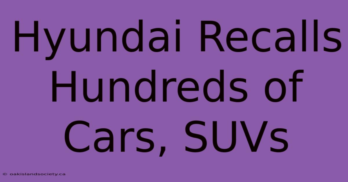 Hyundai Recalls Hundreds Of Cars, SUVs