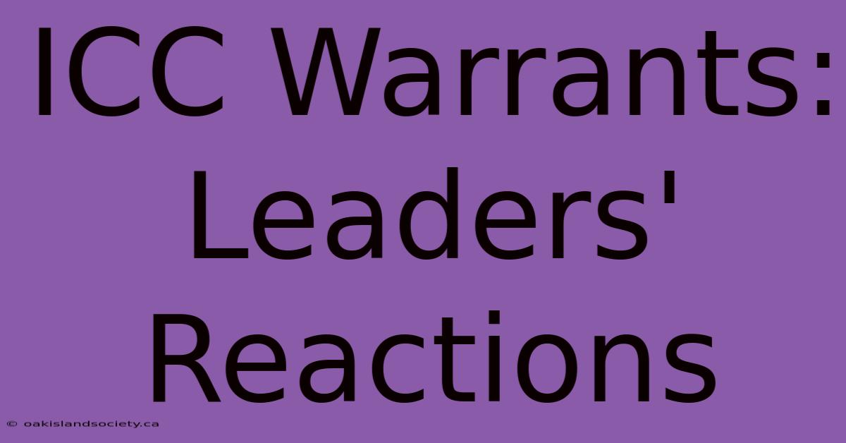 ICC Warrants: Leaders' Reactions