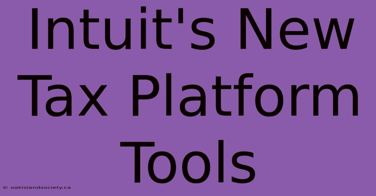 Intuit's New Tax Platform Tools