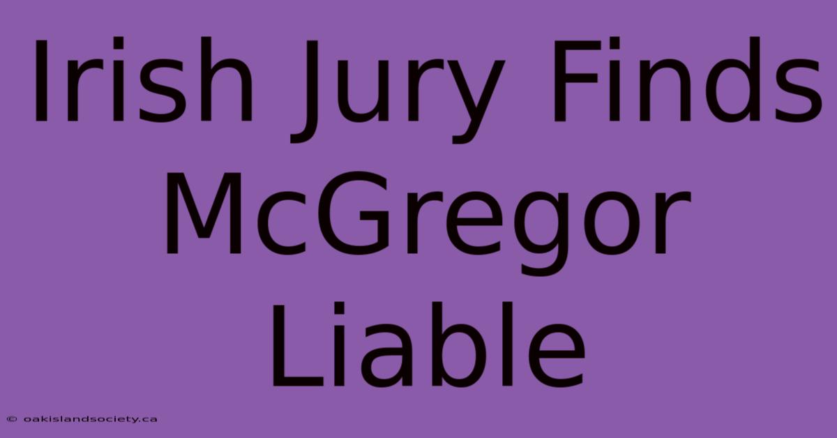 Irish Jury Finds McGregor Liable