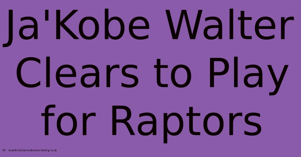 Ja'Kobe Walter Clears To Play For Raptors