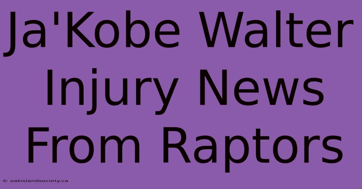 Ja'Kobe Walter Injury News From Raptors