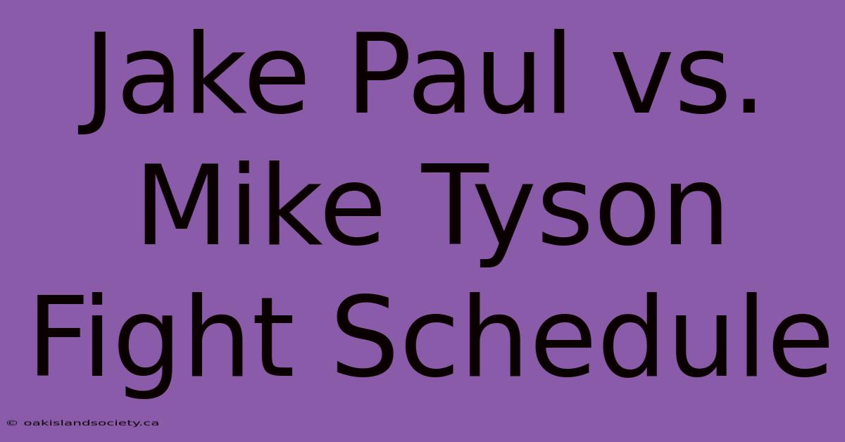 Jake Paul Vs. Mike Tyson Fight Schedule