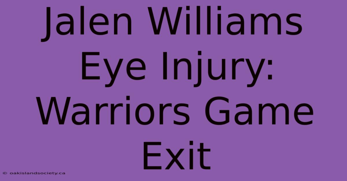 Jalen Williams Eye Injury: Warriors Game Exit