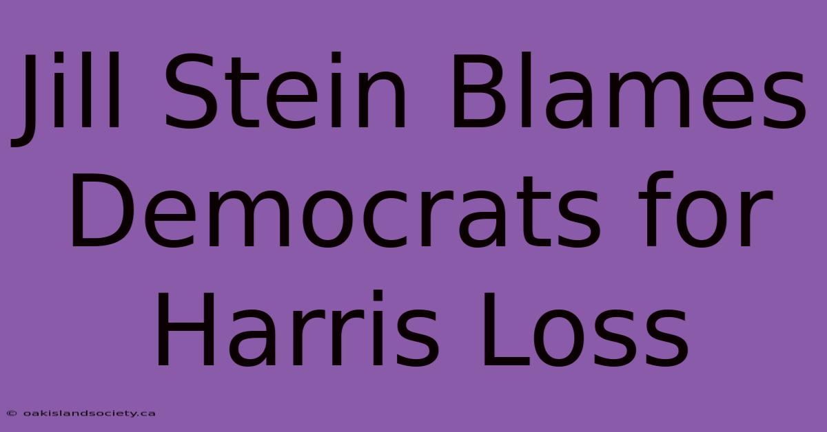 Jill Stein Blames Democrats For Harris Loss