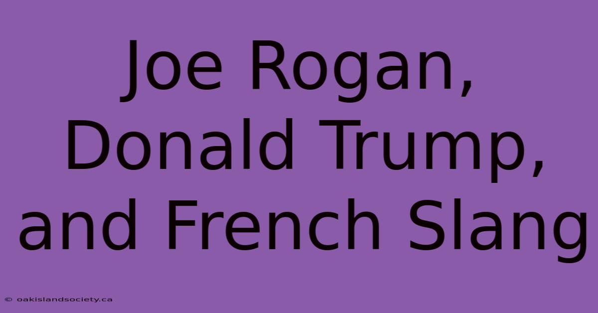 Joe Rogan, Donald Trump, And French Slang 