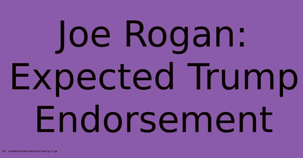 Joe Rogan: Expected Trump Endorsement 