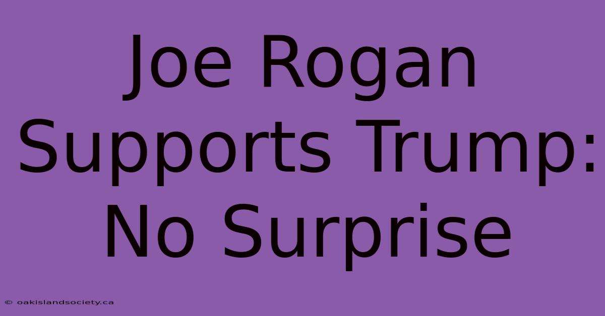 Joe Rogan Supports Trump: No Surprise