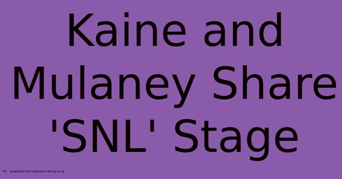 Kaine And Mulaney Share 'SNL' Stage 