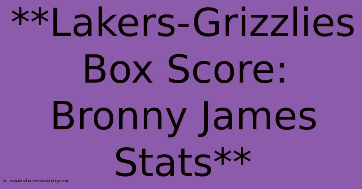 **Lakers-Grizzlies Box Score: Bronny James Stats**