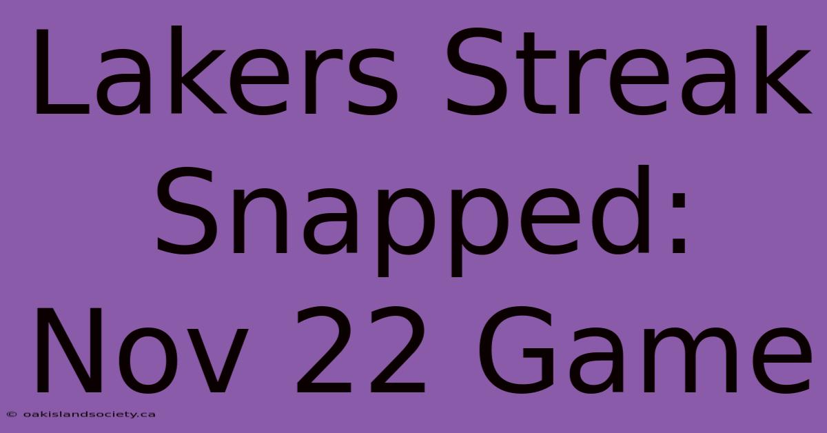 Lakers Streak Snapped: Nov 22 Game