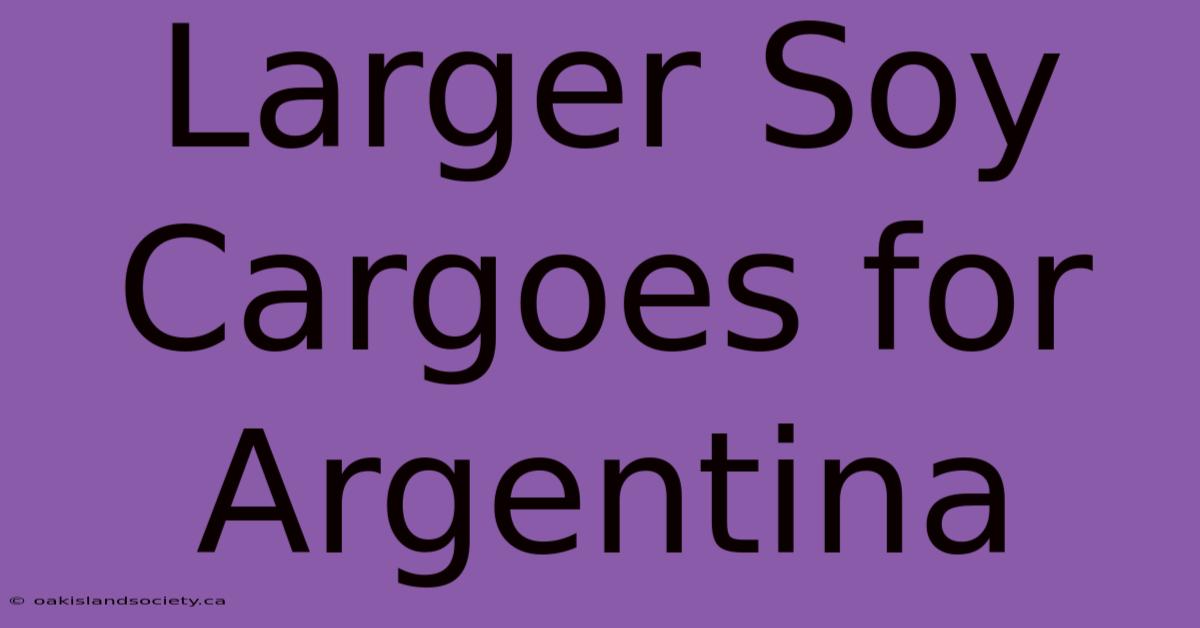 Larger Soy Cargoes For Argentina