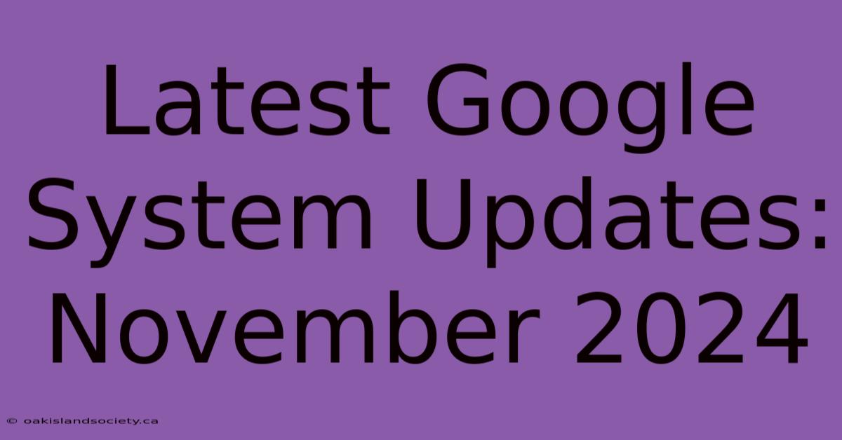 Latest Google System Updates: November 2024 