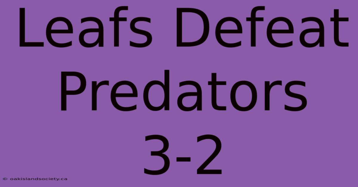 Leafs Defeat Predators 3-2