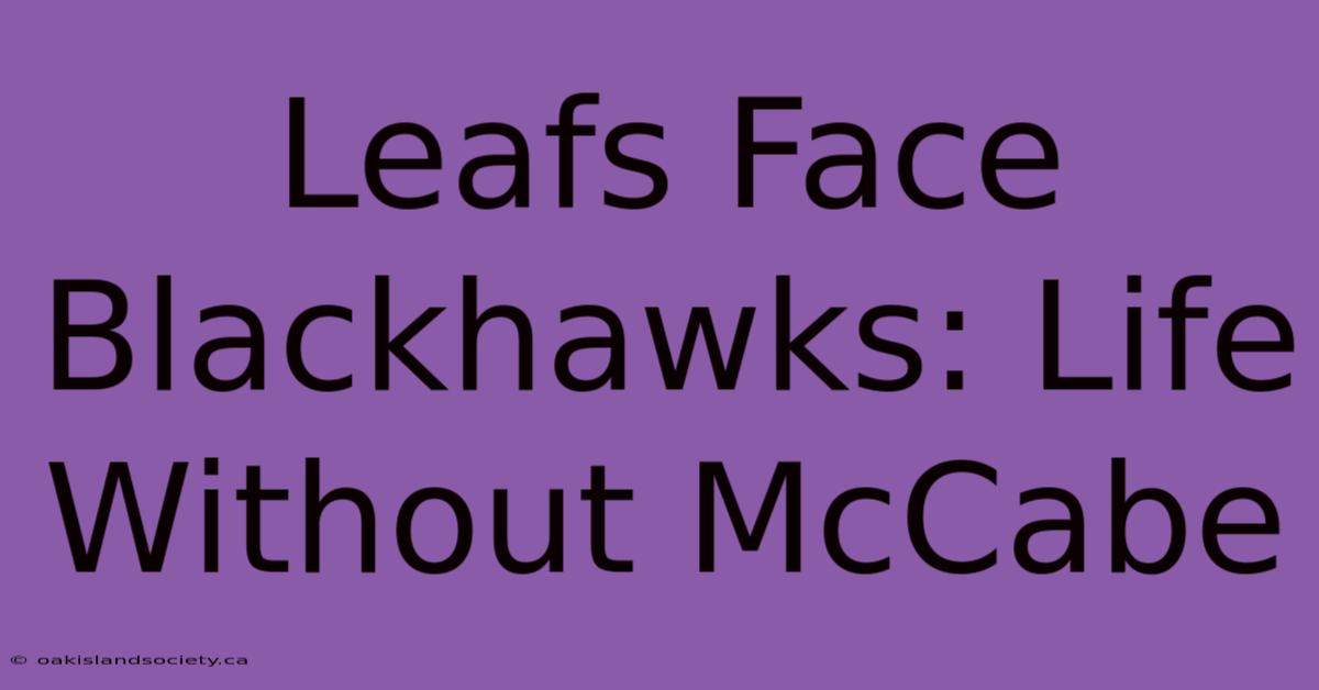 Leafs Face Blackhawks: Life Without McCabe