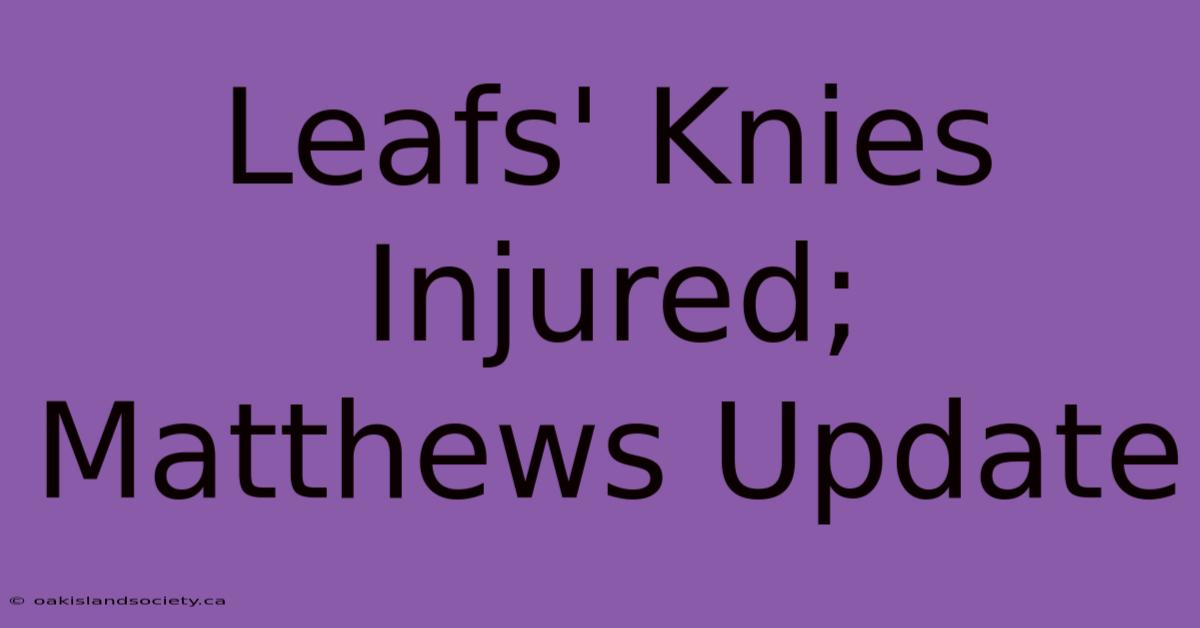 Leafs' Knies Injured; Matthews Update