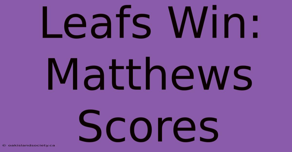 Leafs Win: Matthews Scores