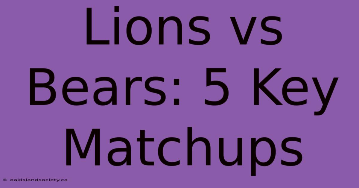 Lions Vs Bears: 5 Key Matchups