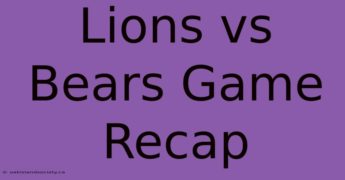 Lions Vs Bears Game Recap