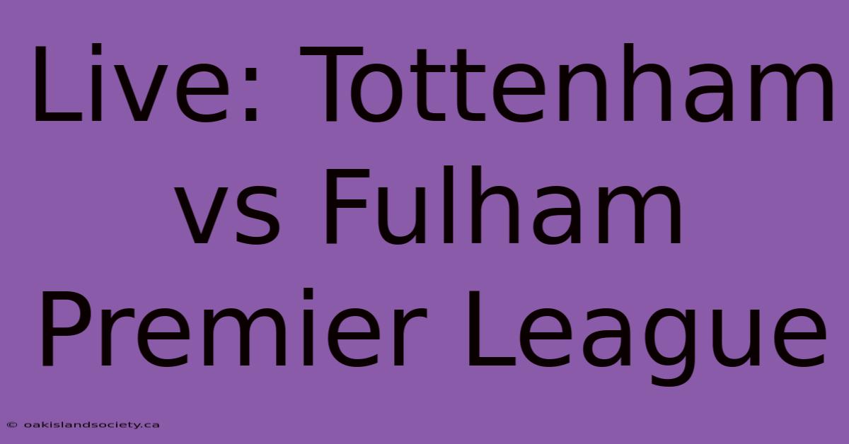 Live: Tottenham Vs Fulham Premier League