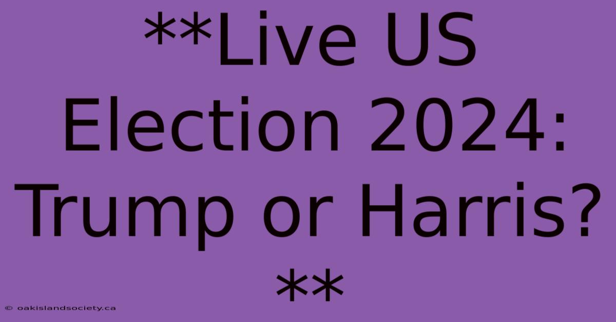 **Live US Election 2024: Trump Or Harris?** 