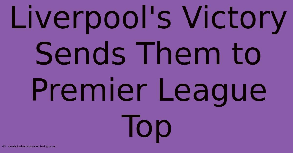 Liverpool's Victory Sends Them To Premier League Top 