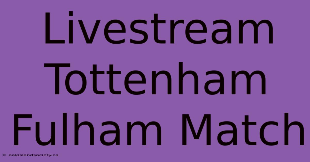 Livestream Tottenham Fulham Match