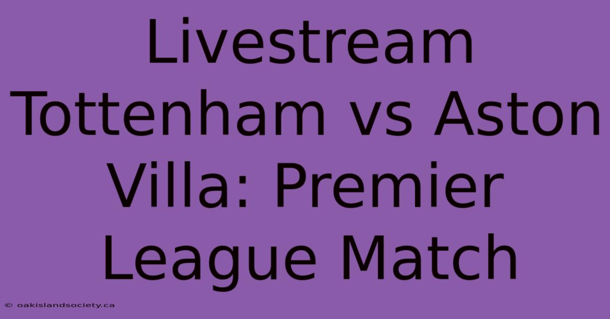 Livestream Tottenham Vs Aston Villa: Premier League Match