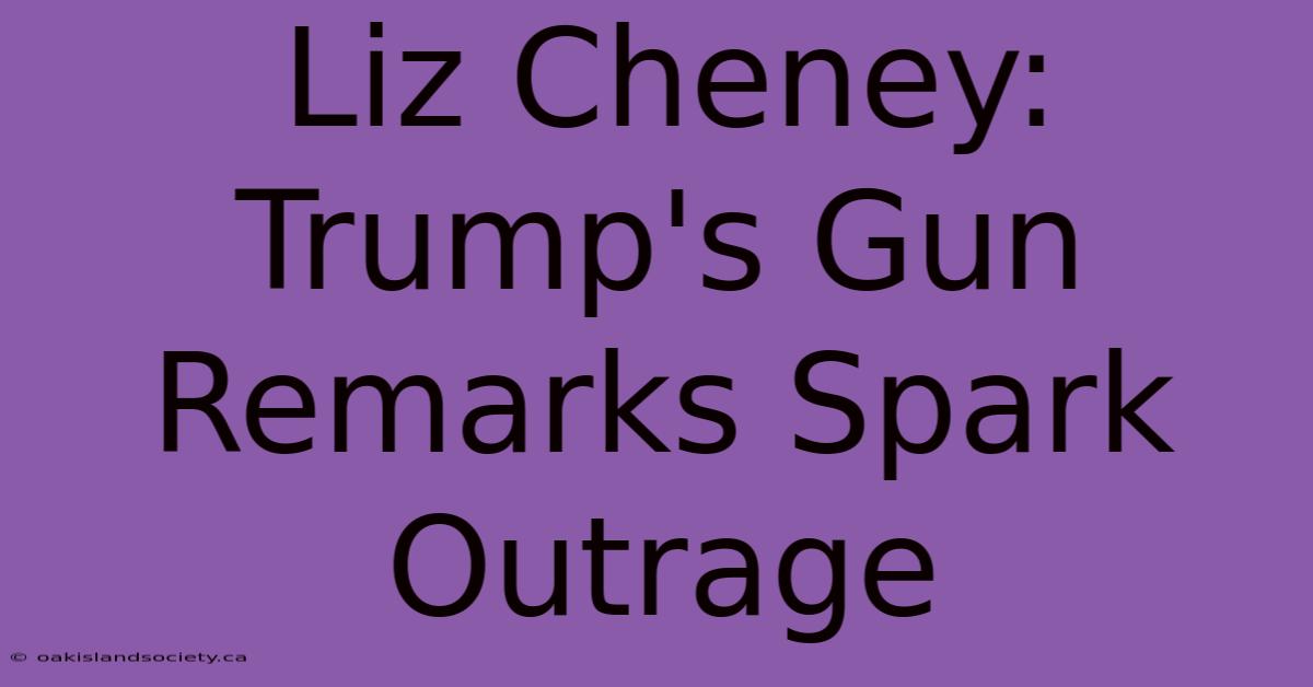 Liz Cheney: Trump's Gun Remarks Spark Outrage