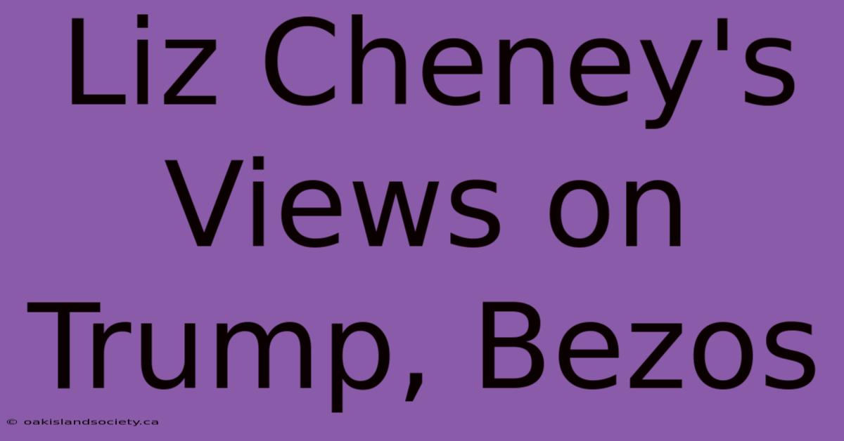 Liz Cheney's Views On Trump, Bezos