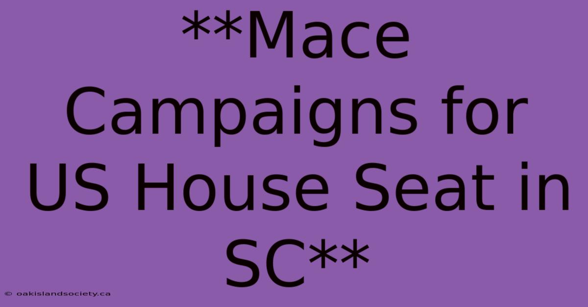 **Mace Campaigns For US House Seat In SC**