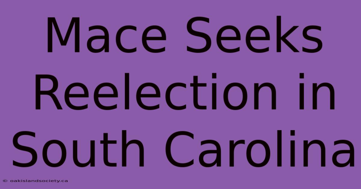 Mace Seeks Reelection In South Carolina