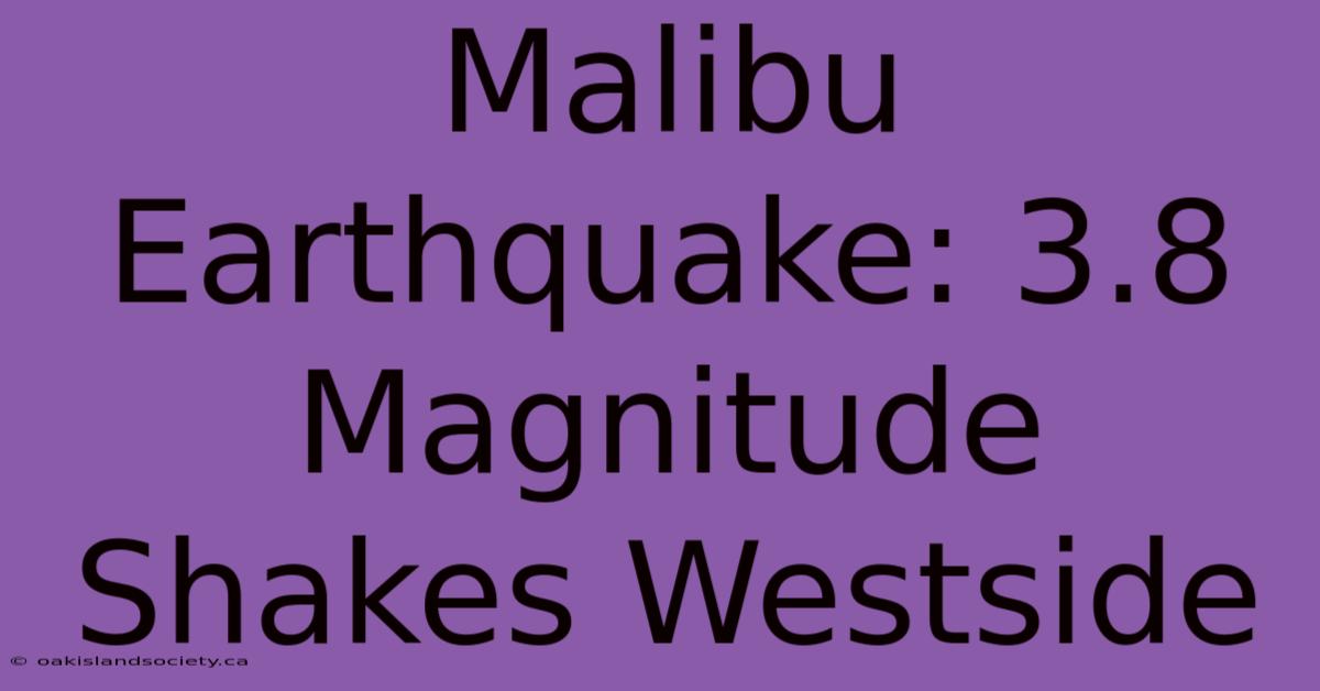 Malibu Earthquake: 3.8 Magnitude Shakes Westside