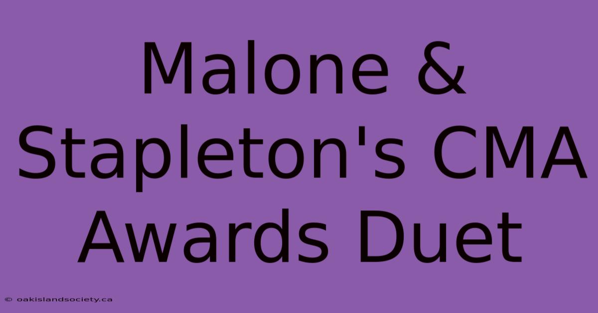 Malone & Stapleton's CMA Awards Duet