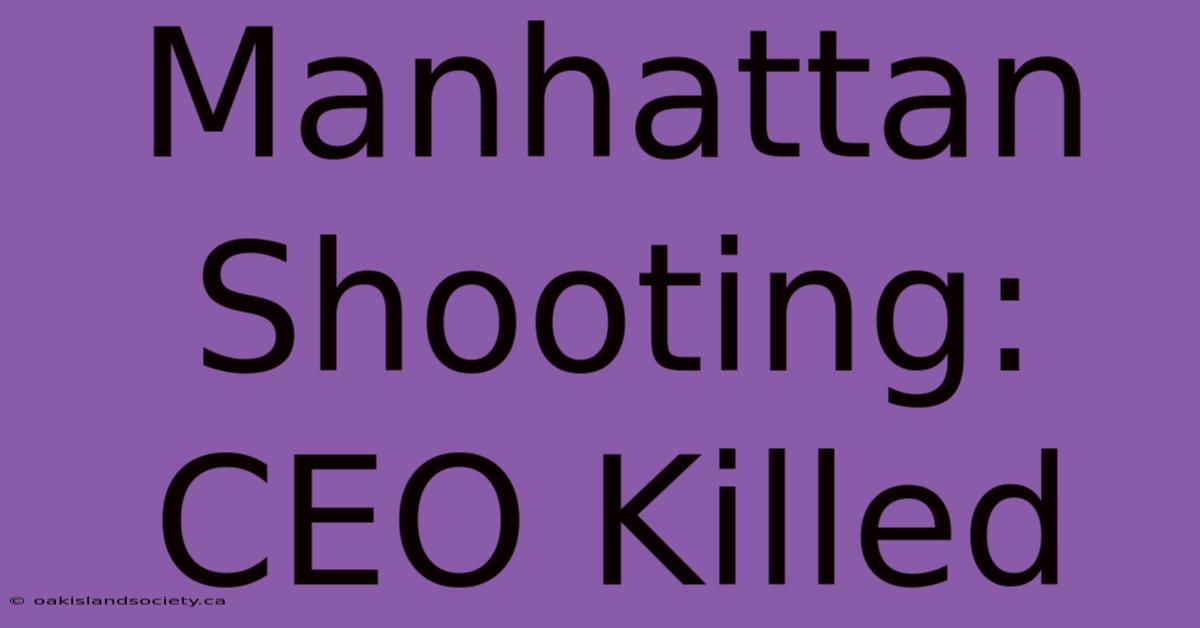 Manhattan Shooting: CEO Killed