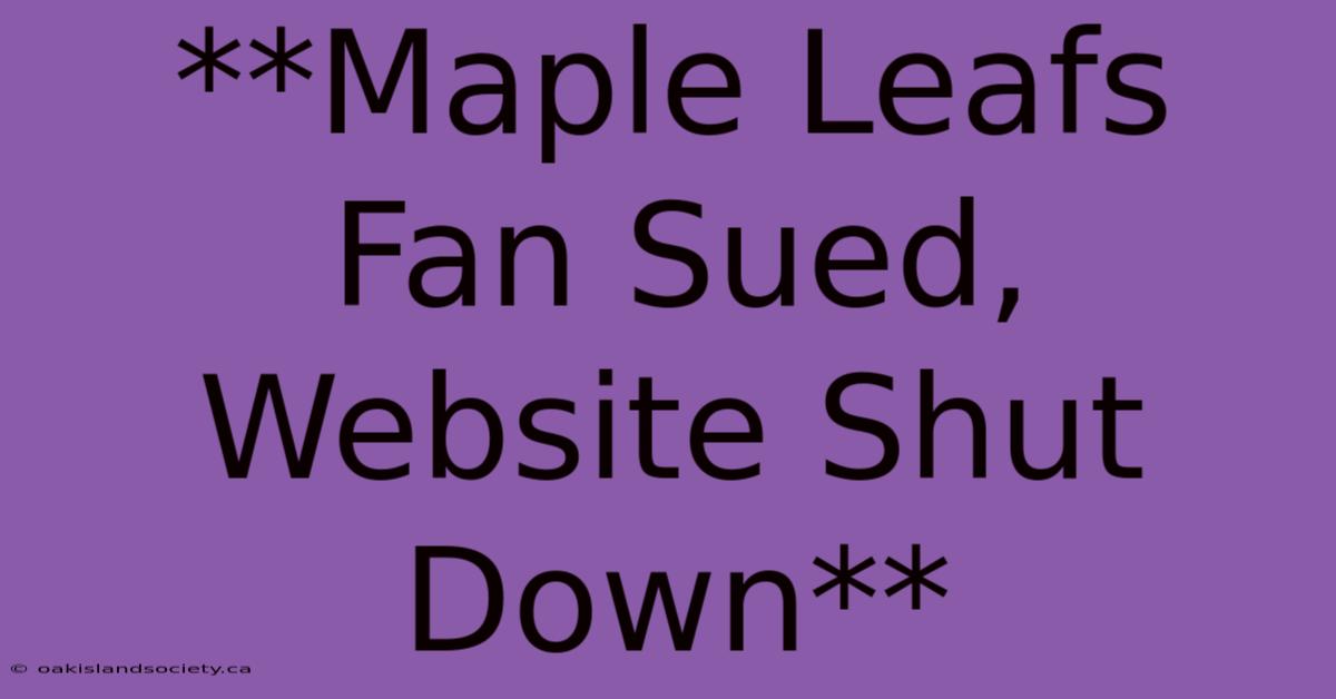 **Maple Leafs Fan Sued, Website Shut Down**