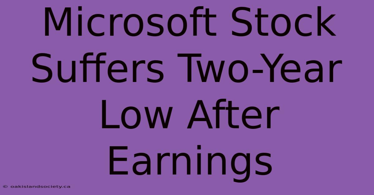 Microsoft Stock Suffers Two-Year Low After Earnings