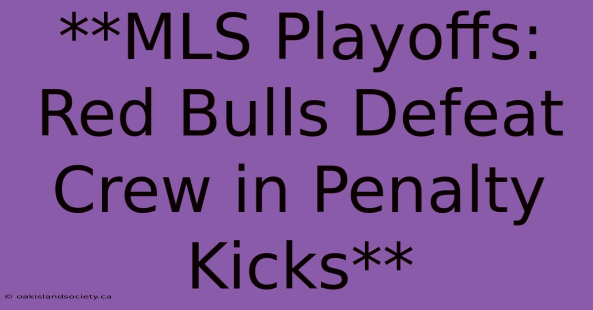 **MLS Playoffs: Red Bulls Defeat Crew In Penalty Kicks** 