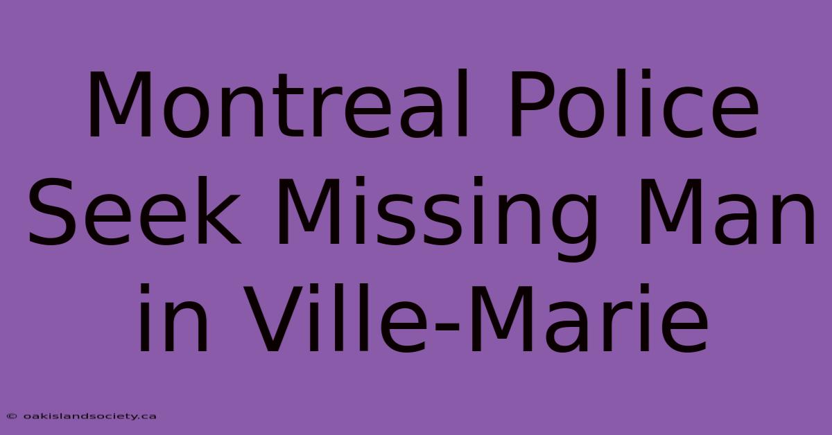 Montreal Police Seek Missing Man In Ville-Marie 