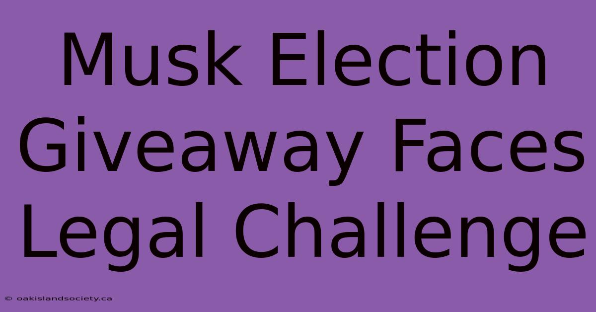 Musk Election Giveaway Faces Legal Challenge 