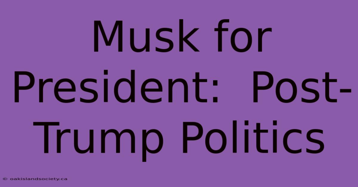 Musk For President:  Post-Trump Politics